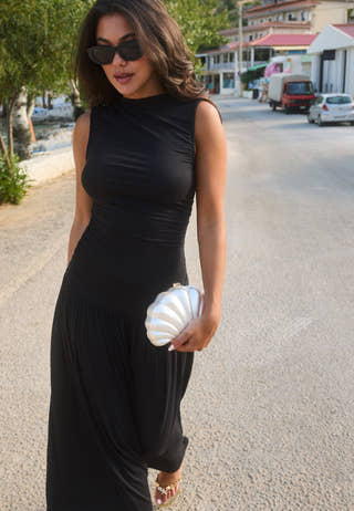 Gathered Side Maxi Dress