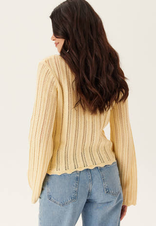 Boat Neck Structure Knitted Sweater