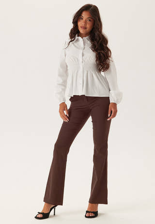 Mid Waist Stretchy Flared Trousers