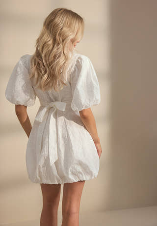V-neck Bubble Hem Short Dress