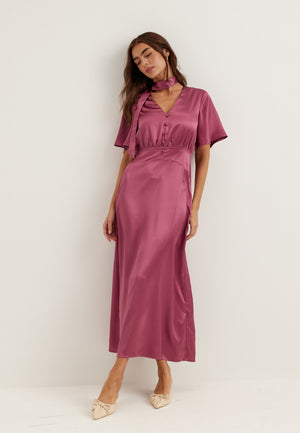 Satin Scarf Maxi Dress