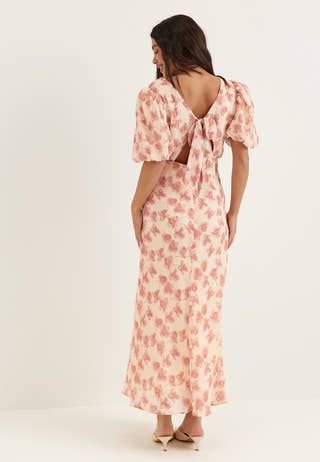 Structured Puff Sleeve Ankle Dress