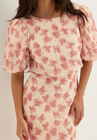 Structured Puff Sleeve Ankle Dress