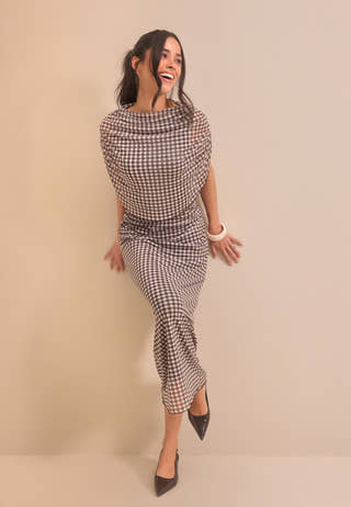 Cape Mesh Ankle Dress