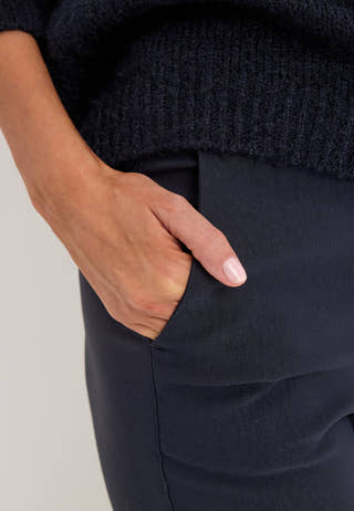 High Waist Stretchy Front Pocket Trousers Blue