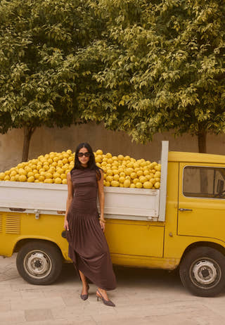 Gathered Side Maxi Dress