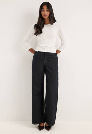 Pcphoebe 3/4 BOATNECK TOP JRS White