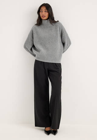 Objfippi L/S OZ KNIT PULLOVER Grey