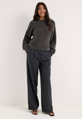 Slwmira Ls Knit Short O-neck Grey