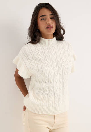 Visulli S/S HIGHNECK KNIT VEST White