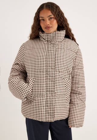 Pcasta Aop Puffer Jacket Brown