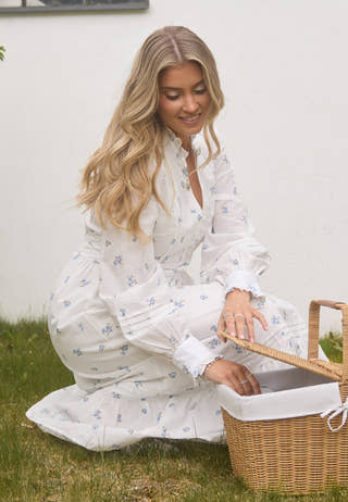 Cotton Pleated Maxi Dress