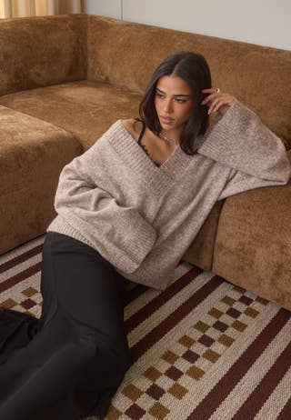Knitted V-neck Sweater