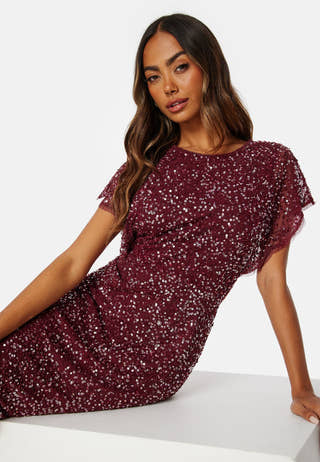 Scallop Sequin Midi Dress