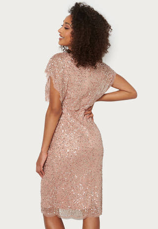 Scallop Sequin Midi Dress