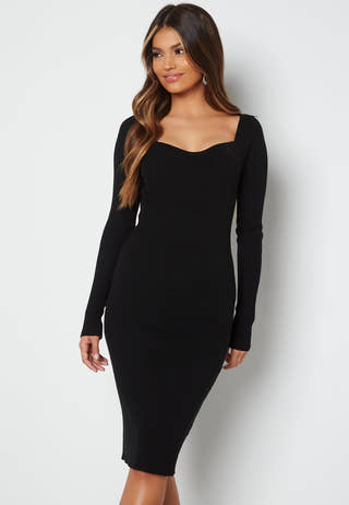 Sweetheart Rib Knit Midi Dress