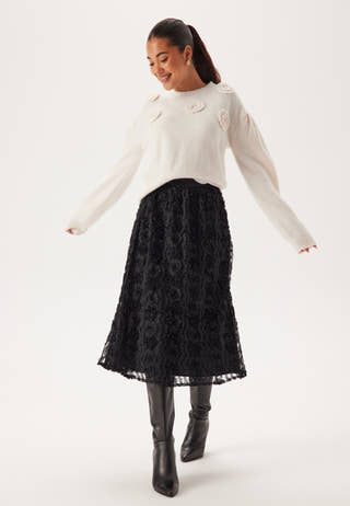 3D Flower Midi Skirt