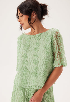 3D Flower Short Sleeve Blouse