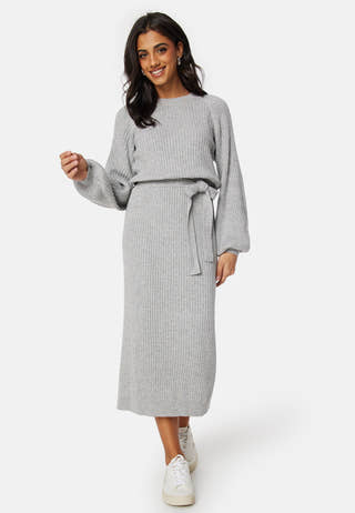 Round Neck Rib Knitted Midi Dress