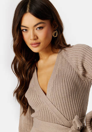 Wrap Rib Knitted Midi Dress