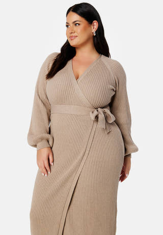 Wrap Rib Knitted Midi Dress