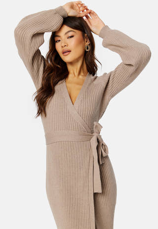 Wrap Rib Knitted Midi Dress