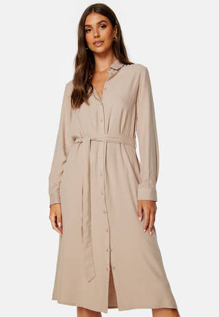 Belted L/S Viscose Shirt Dress