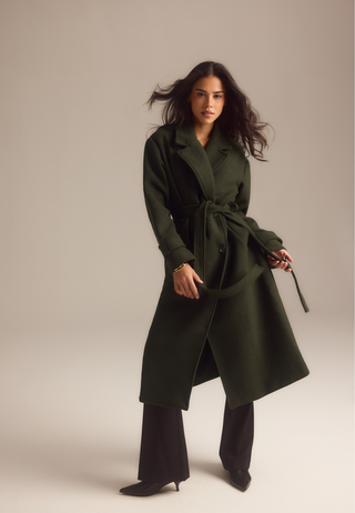 Belted Wool Blend Coat