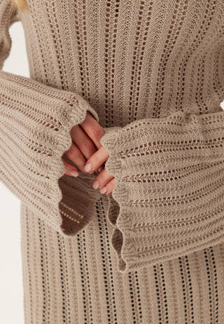 Boat Neck Structure Knitted Dress