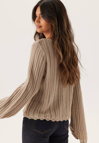 Boat Neck Structure Knitted Sweater