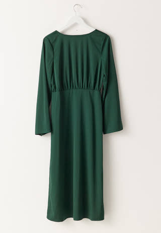 Boatneck Satin Midi Dress