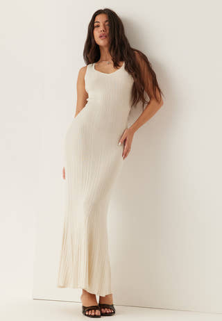 Knitted V-neck Dress