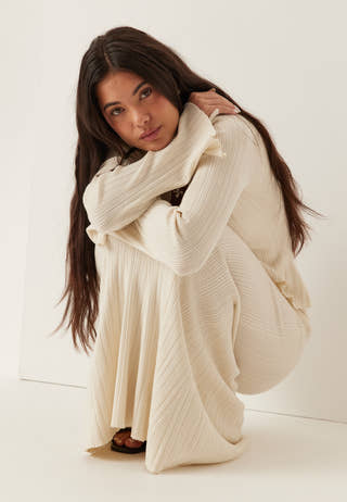 Knitted V-neck Dress