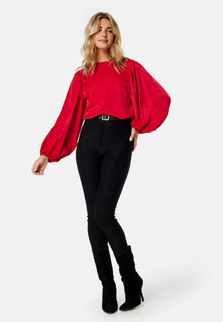 Round Neck Balloon Sleeve Blouse