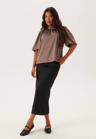 Chimney Collar Puff Sleeve Blouse