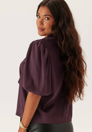 Chimney Collar Puff Sleeve Blouse