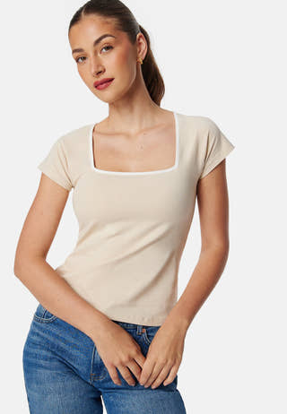 Contrast Cap Sleeve Top
