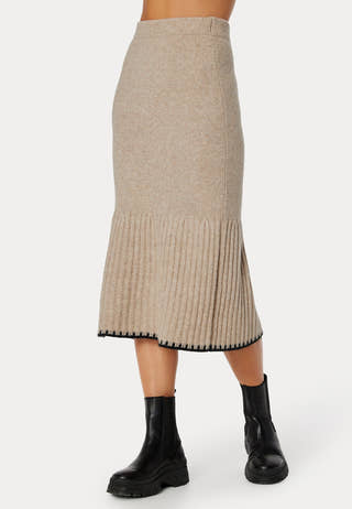 Contrast Edge Knitted Skirt