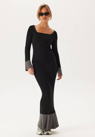 Contrast Rib Knitted Skirt