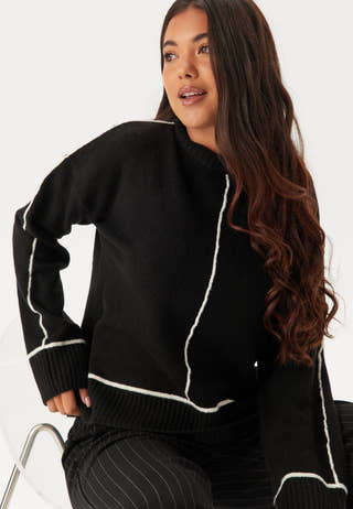 Contrast Stitch Knitted Sweater