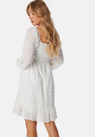 Dobby Dot Ruched  Dress