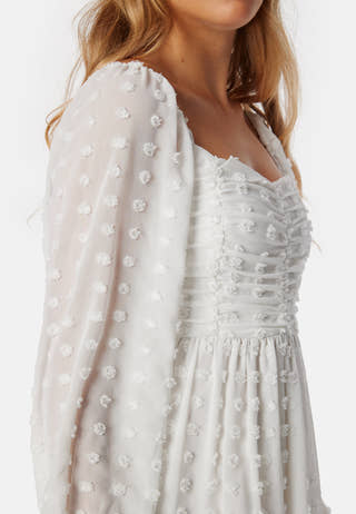 Dobby Dot Ruched  Dress