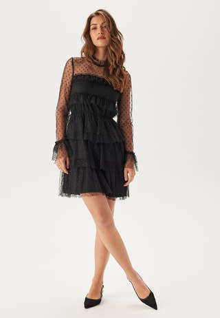 Dotted Mesh L/S Dress