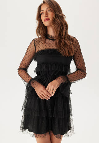 Dotted Mesh L/S Dress