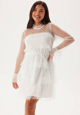 Dotted Mesh L/S Dress