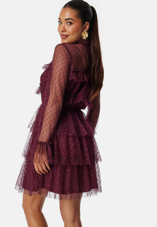 Dotted Mesh L/S Dress