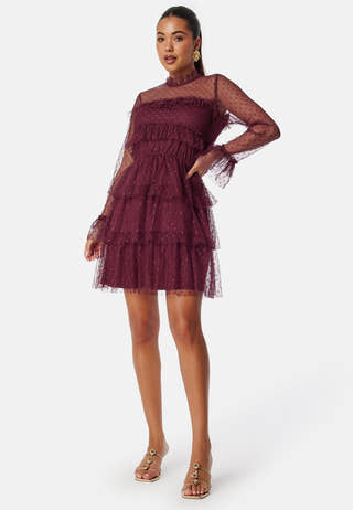 Dotted Mesh L/S Dress