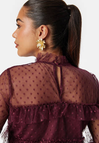 Dotted Mesh L/S Dress