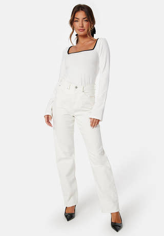 Square Neck Contrast L/S Top