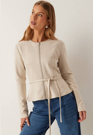 Faux Suede Peplum Jacket